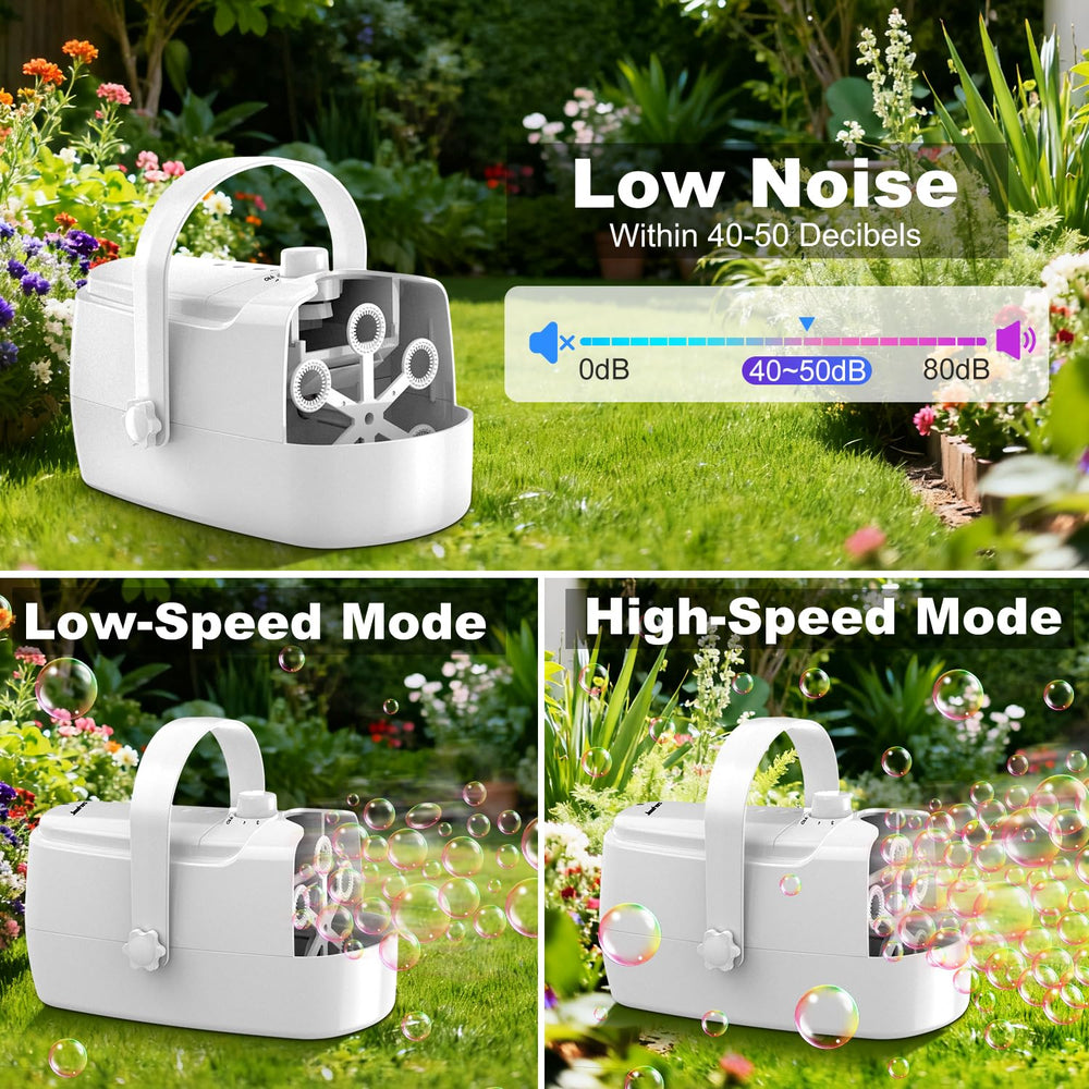 Zerhunt Bubble Machine side with six wands delivering high-output bubbles