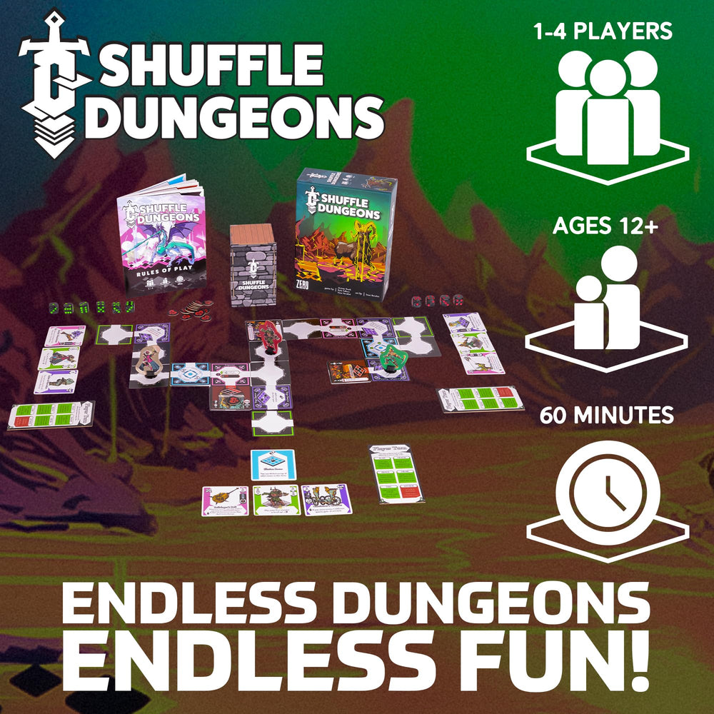 Zero Strategy Games Shuffle Dungeons dynamic map highlights replayable layouts for solo or co-op play.