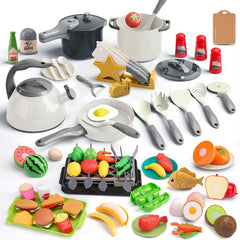Zero Zoo 105Pcs Kitchen Playset offers pots and pans for imaginative cooking play