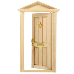 Zerodeko 1:12 dollhouse front door in natural unpainted wood for DIY scenes