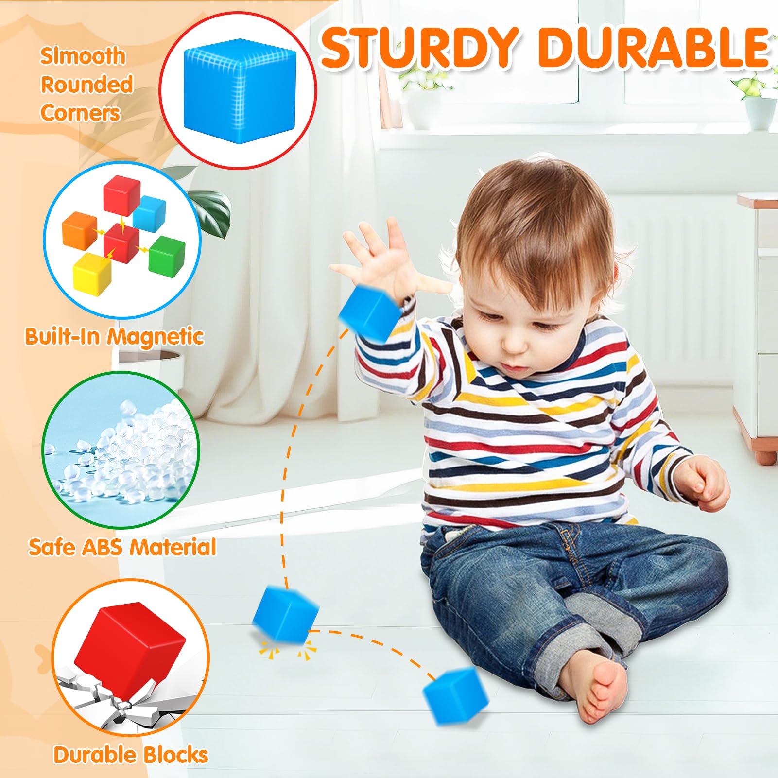 Zerxona large cubes in color set support color recognition and STEM play.