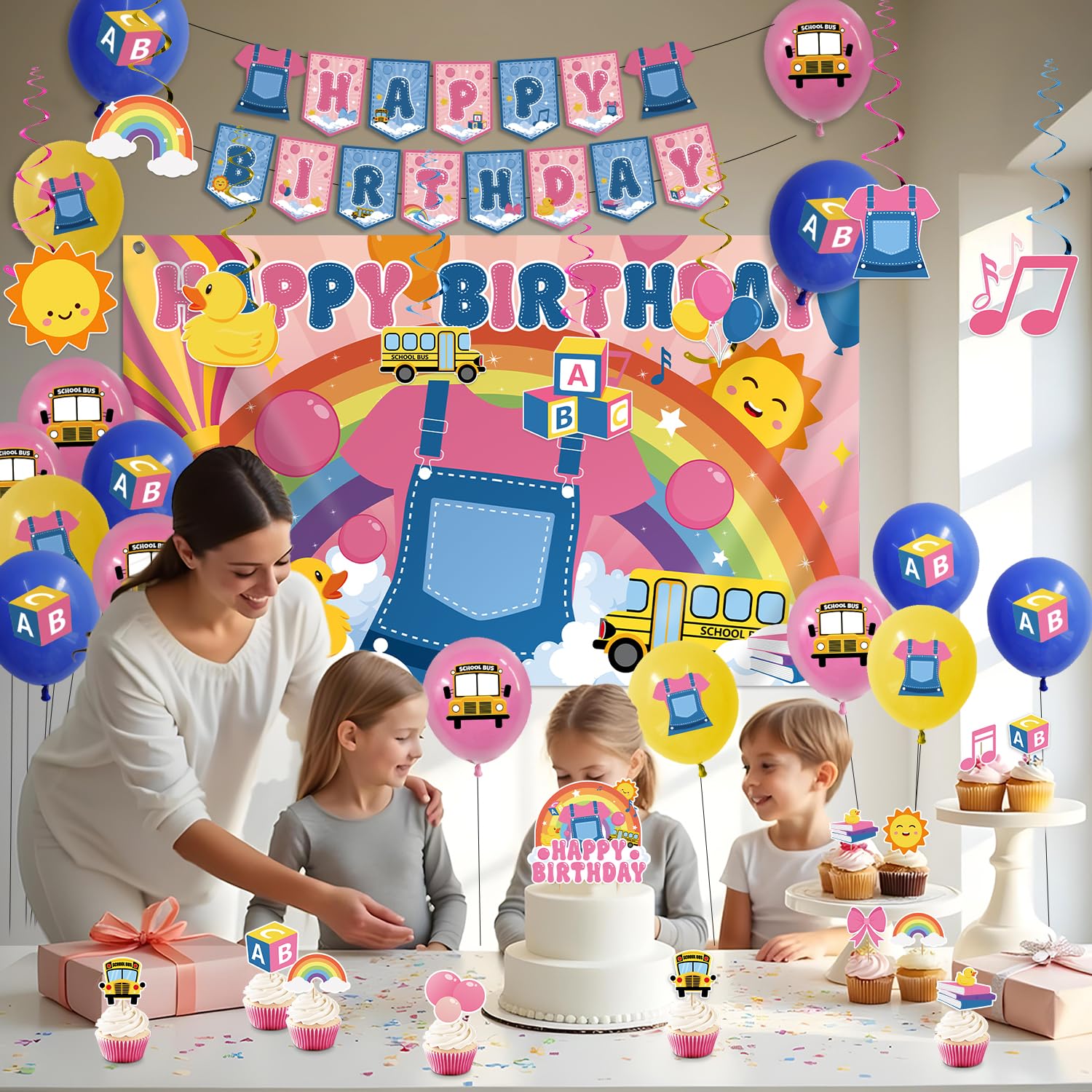 Zestoluxe cake topper with classroom motif elevates the dessert display