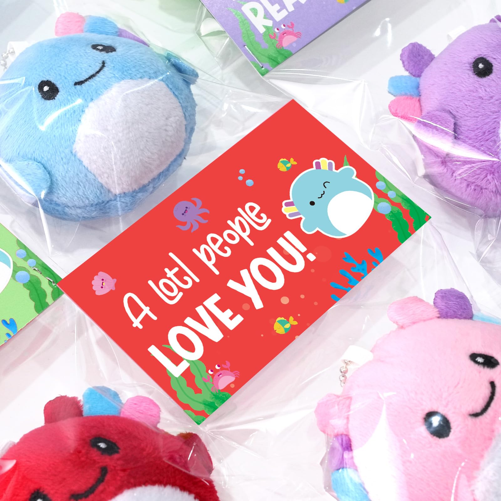 Zesua valentines day kids gift ideas featuring axolotl charms for classrooms.