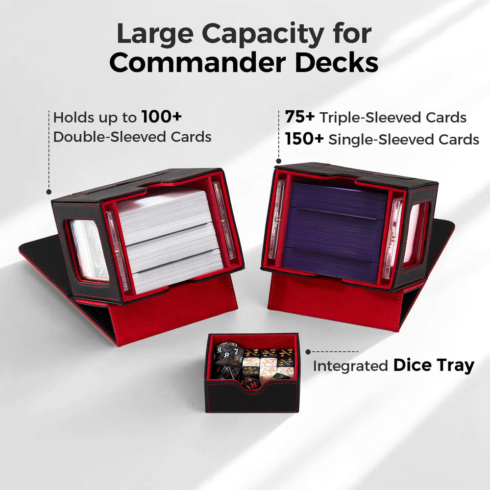 Zettokete MTG deck box with large capacity and dividers organizing 100+ cards.