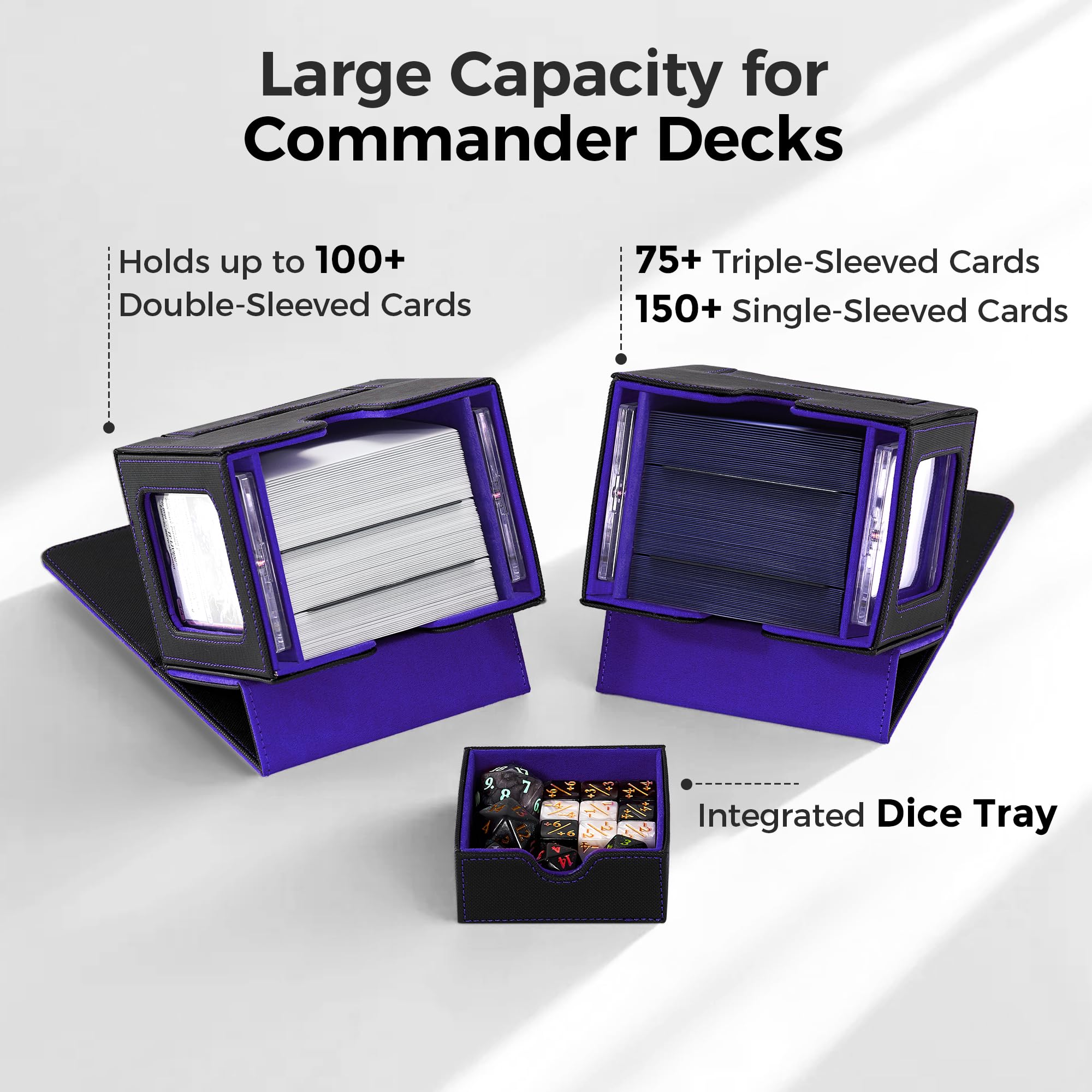 Zettokete MTG Commander Box capacity with dividers keeps cards organized.