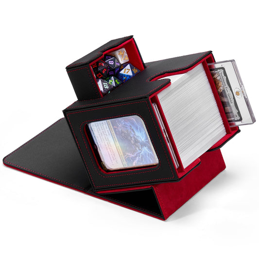 Zettokete MTG Commander Box with dual display windows showing key cards for quick identification.