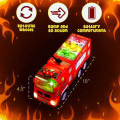 Zetz Brands fire truck bump-and-go teaches cause and effect play.