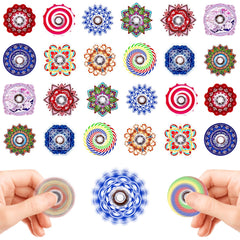 ZEZUCUN 24-pack fidget spinners in multicolor patterns for classroom prizes and stress relief.