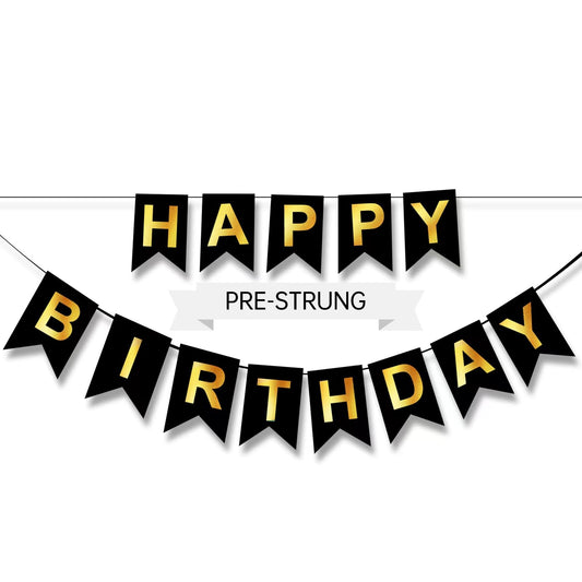 ZGIMI Happy Birthday Banner pre-strung 16ft for instant party impact