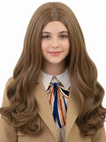 ZGXYZXMY brown wig long wavy middle part shows natural movement and everyday versatility.
