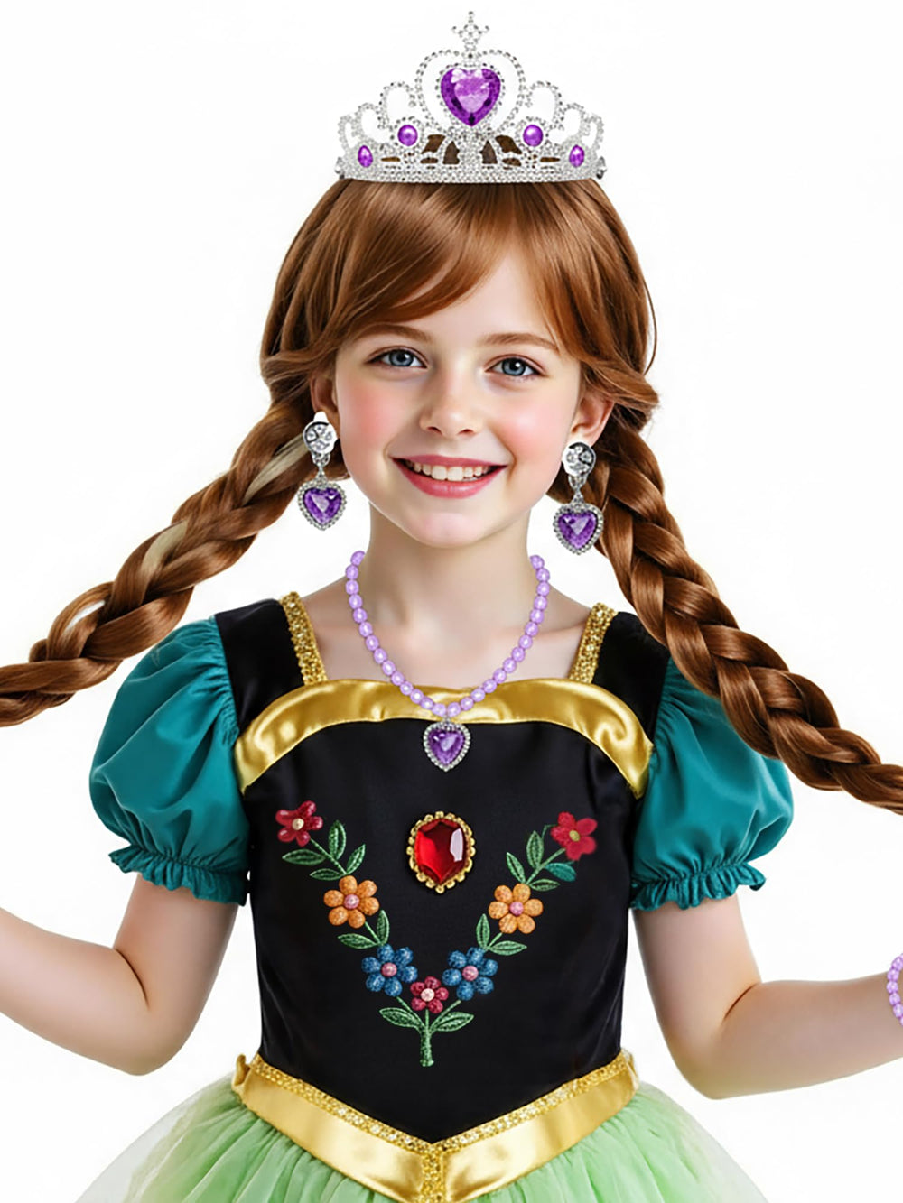 ZGXYZXMY girls brown braided wig with bangs for princess cosplay and daily play.