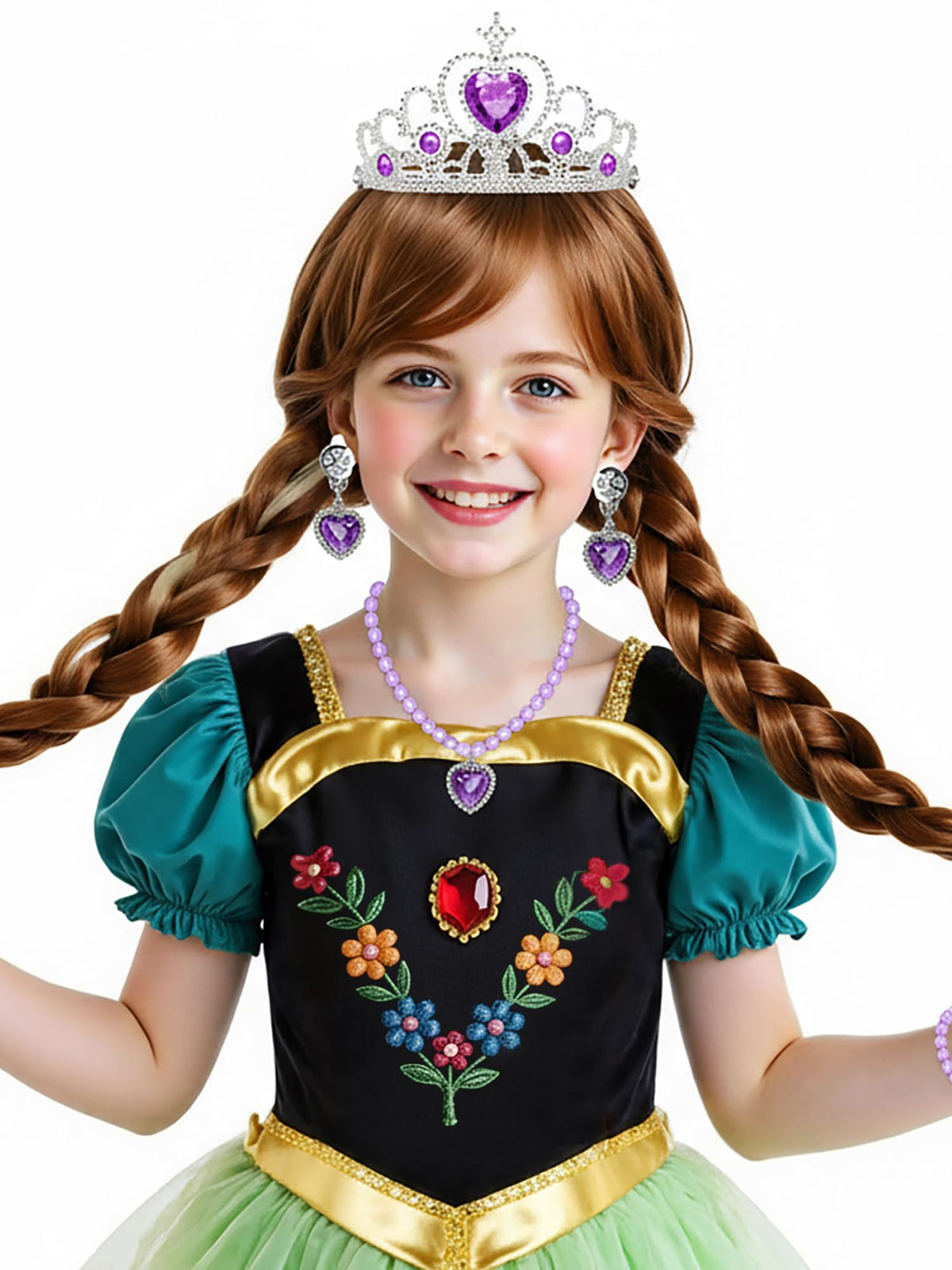 ZGXYZXMY girls brown braided wig with bangs for princess cosplay and daily play.