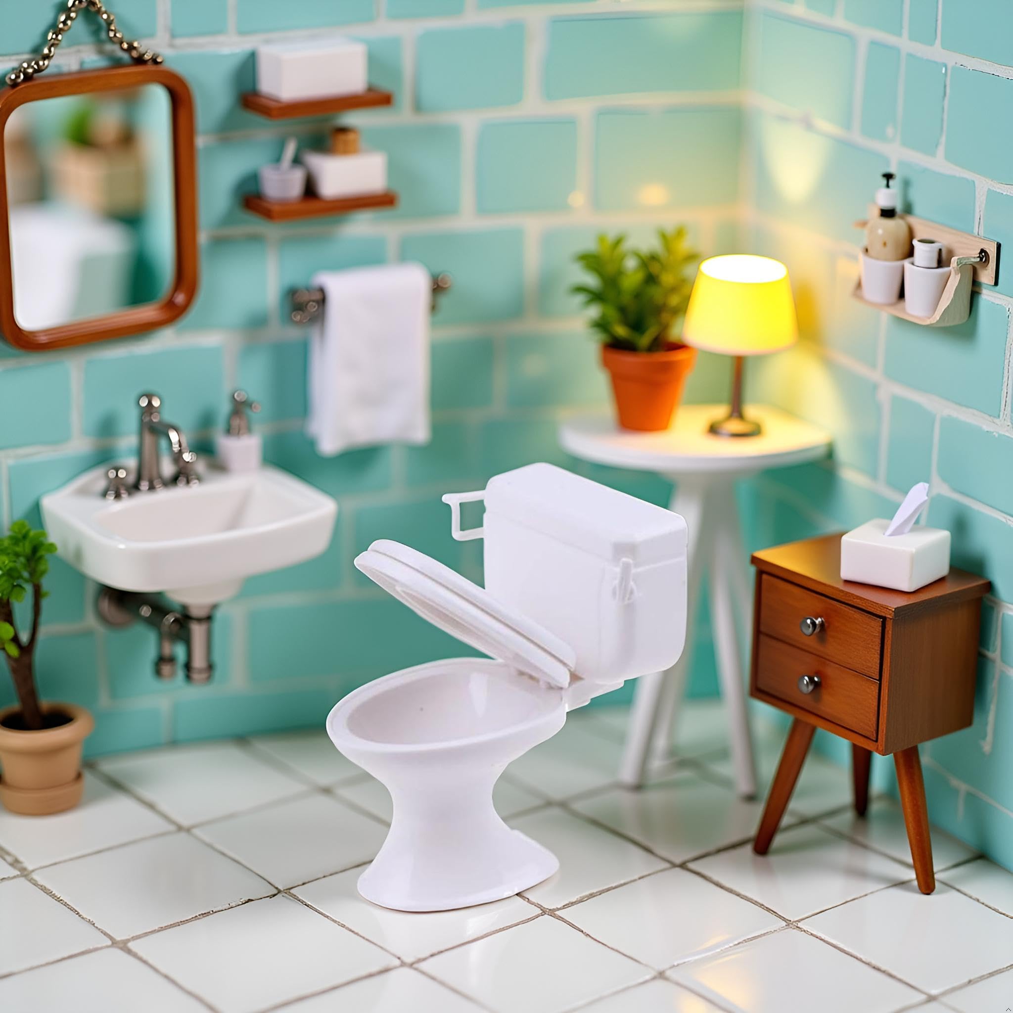 ZhangyiHot white toilet cake topper for dessert displays and party decor.