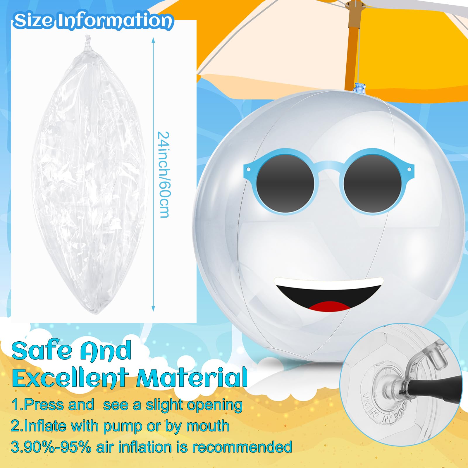 Zhanmai clear beach ball used for beach party and luau decorations.