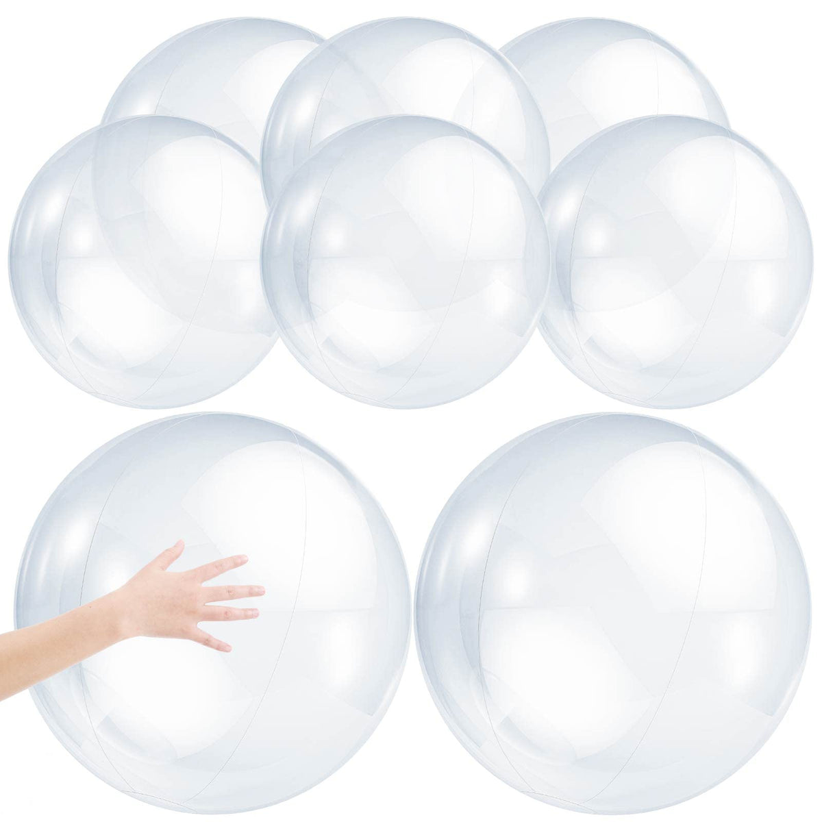 Zhanmai 16-inch clear beach ball shines in sunlight, ideal for beach games