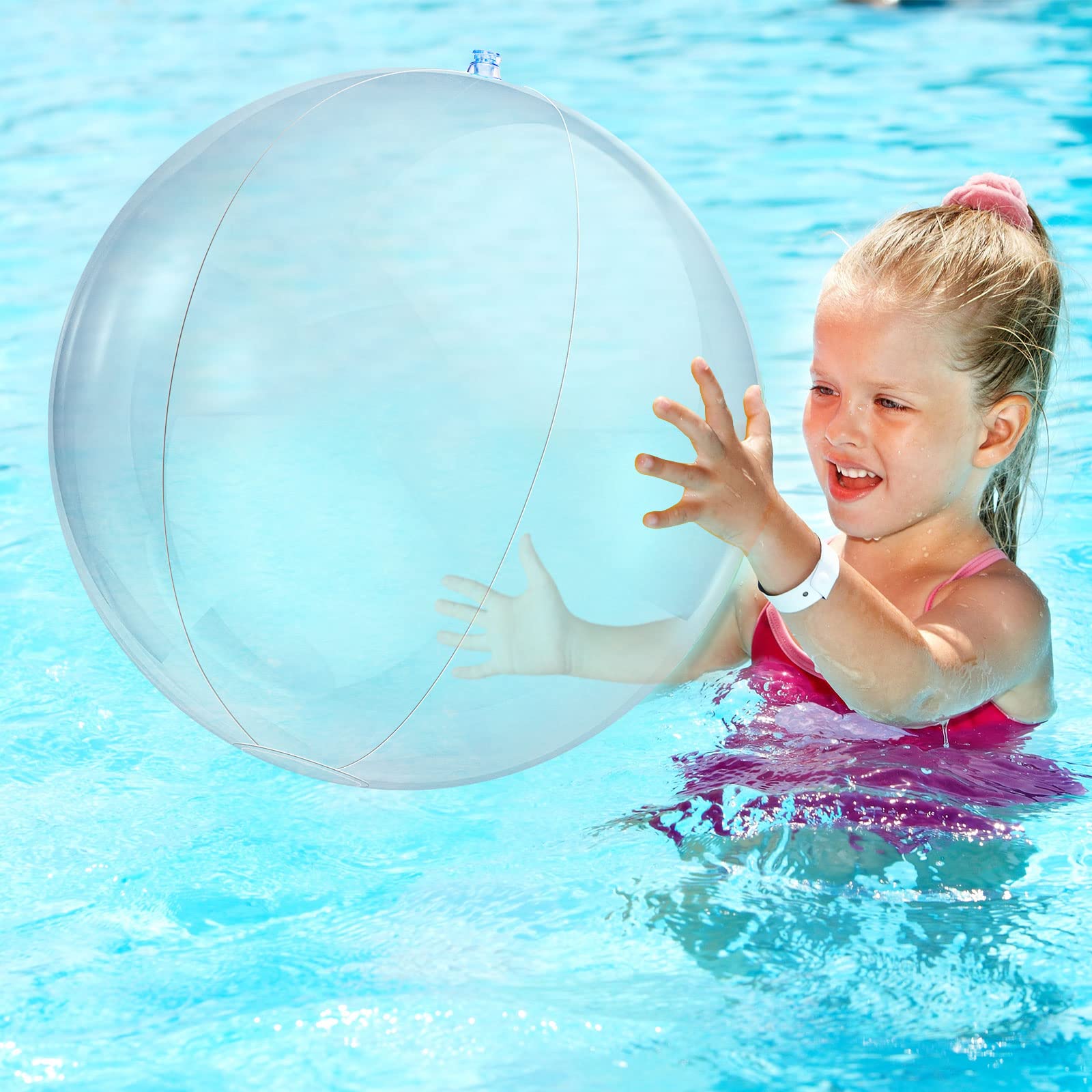 Zhanmai 24-inch clear beach ball used in a large backyard event