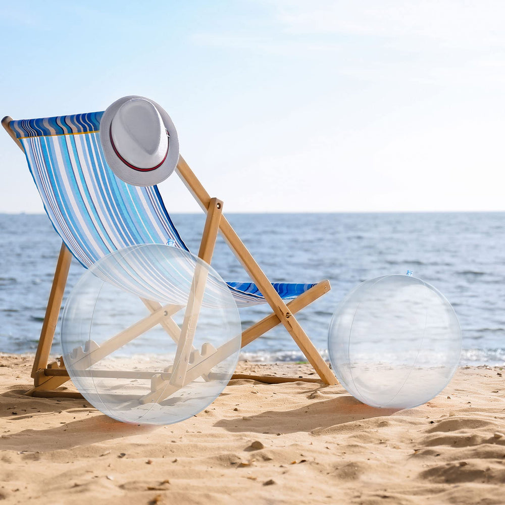Zhanmai inflatable clear beach ball 16-inch and 24-inch sizes in use