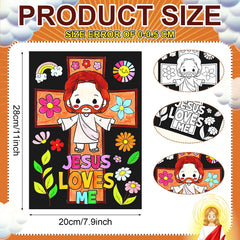 Zhanmai color-your-own posters with crosses and doves for arts and storytelling.