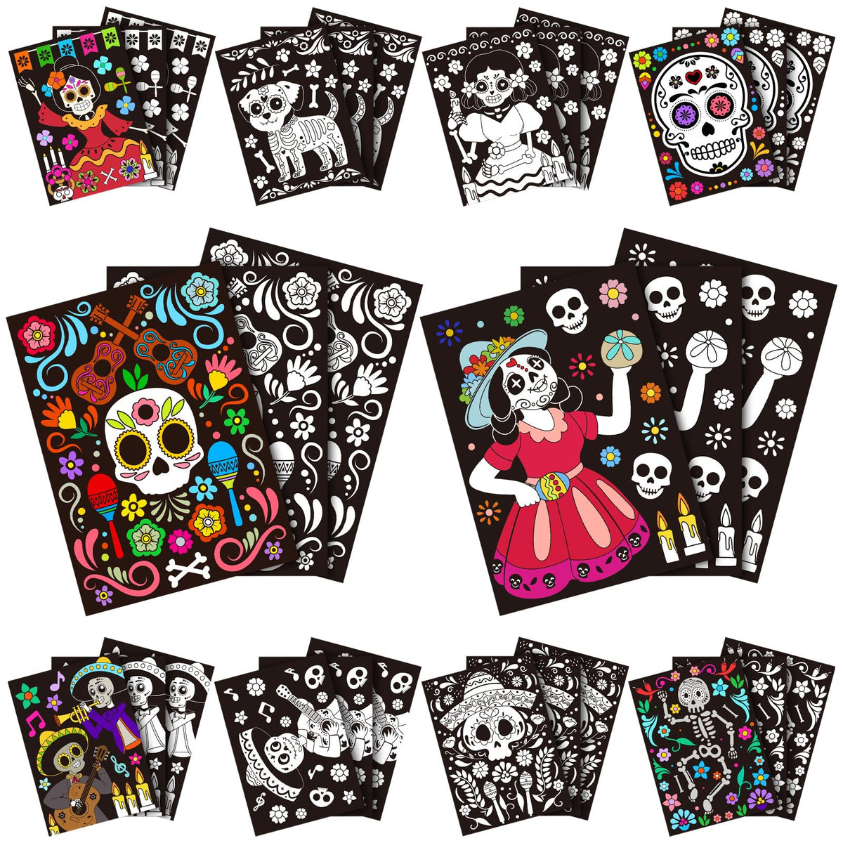 Zhanmai Day of the Dead posters for kids' color crafts, ideal for party activities.