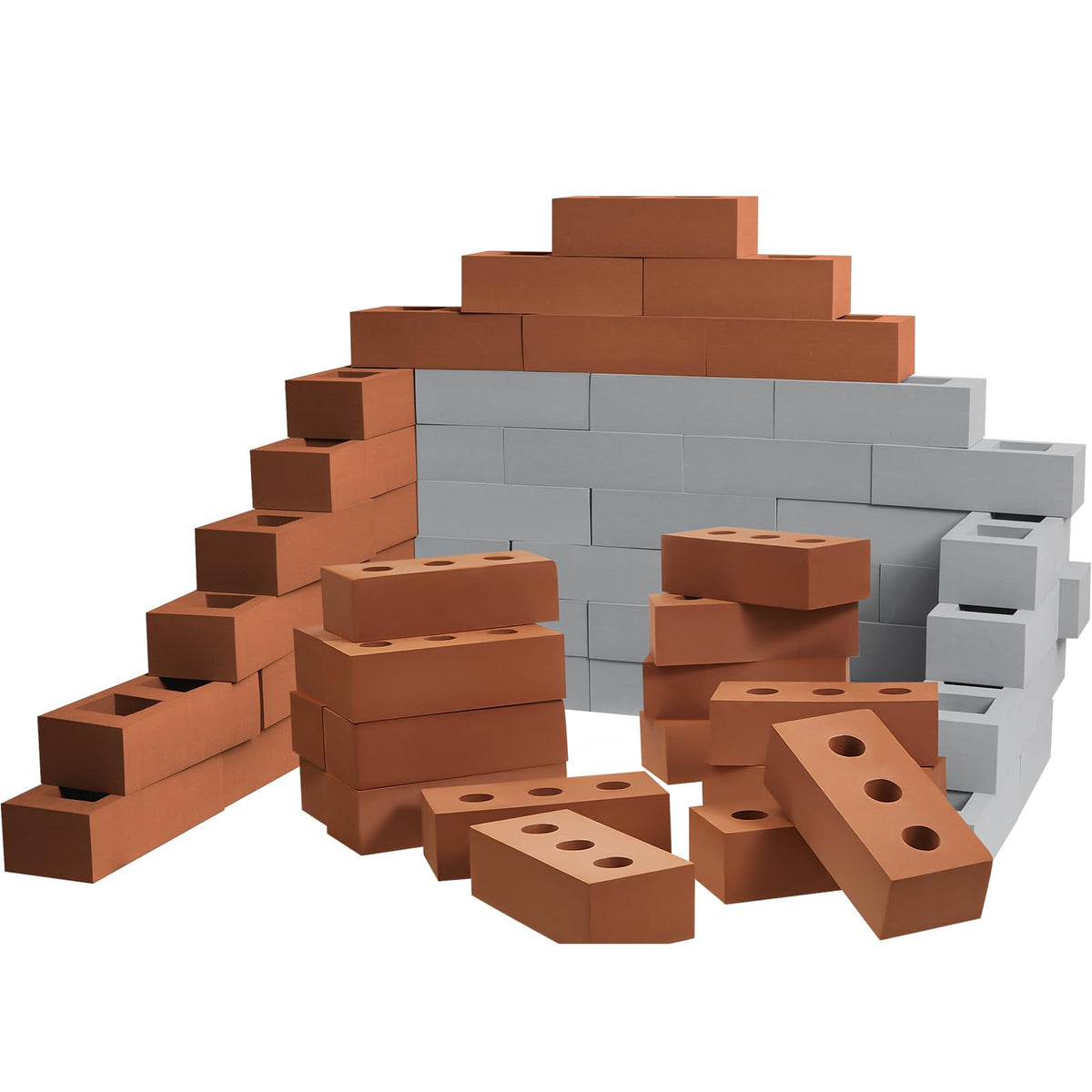 Zhanmai foam bricks gray front view for stacking and imaginative building play