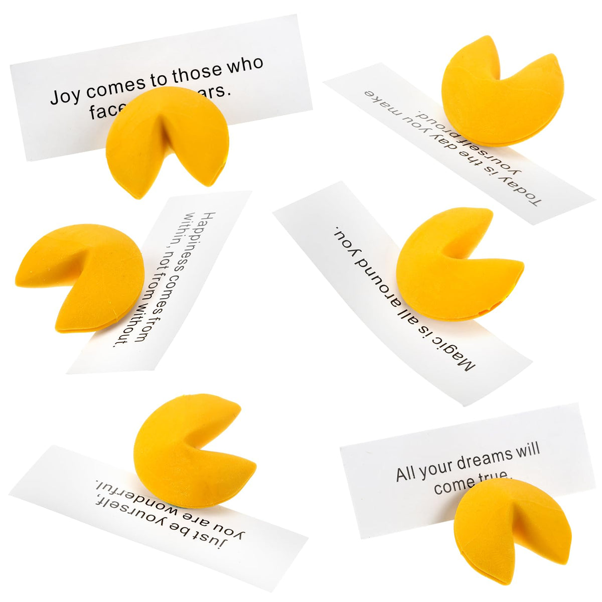 Zhanmai yellow fortune cookie eraser close-up for playful desk use