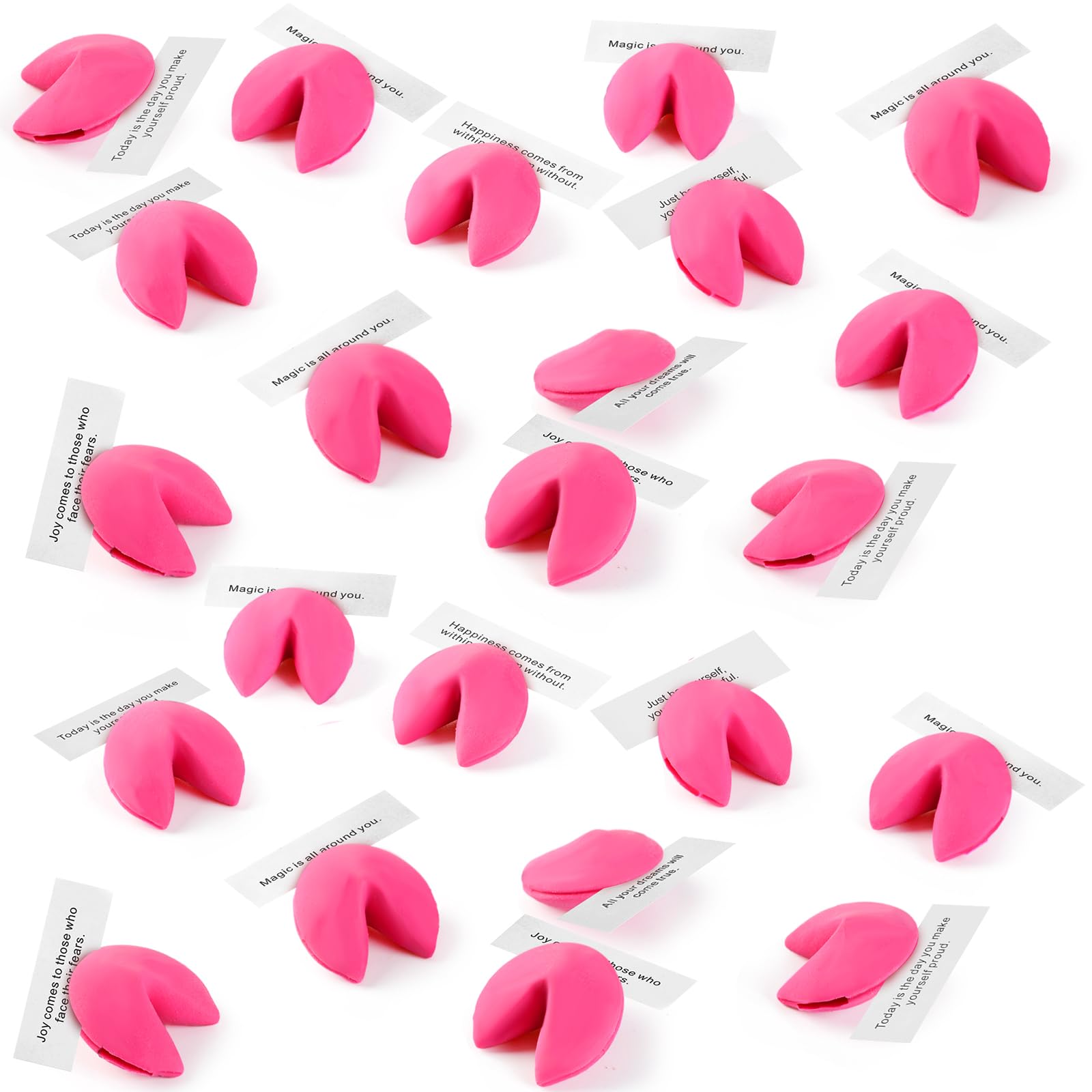 Zhanmai hot pink fortune cookie erasers with uplifting messages for daily motivation.
