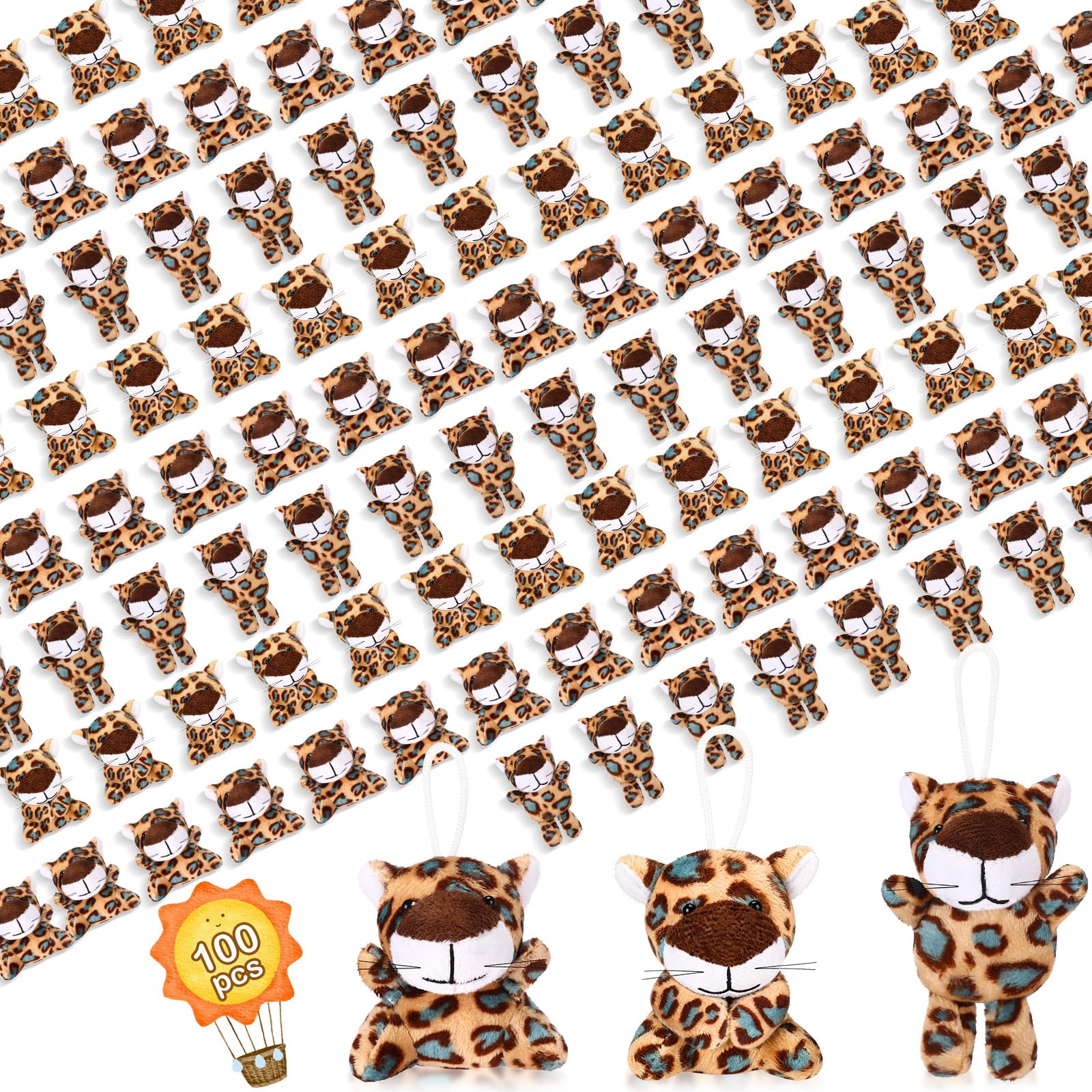 Zhanmai mini cheetah plush keychain close-up, bright yellow design ideal for party favors