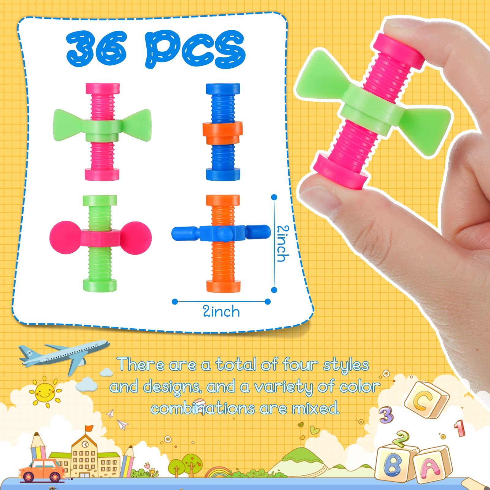 Zhanmai pencil topper with nuts and bolts design for tactile stimulation