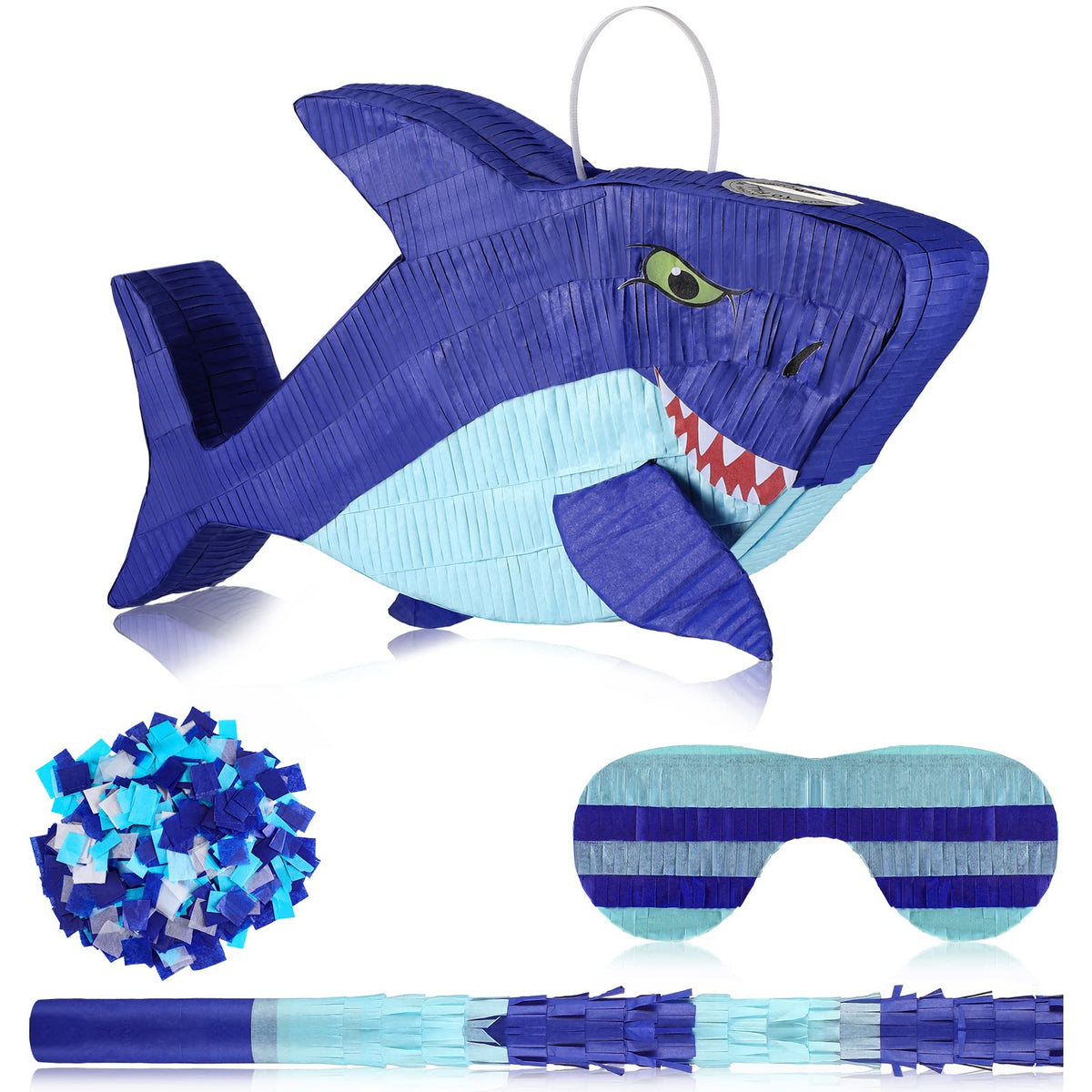 Zhanmai shark pinata front view, perfect for a summer party decoration and game.