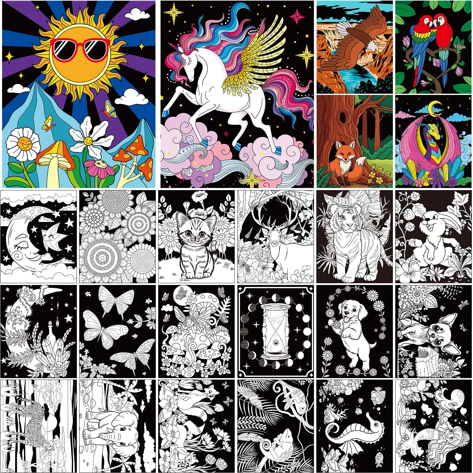 Zhanmai velvet coloring posters dragons and unicorns for imaginative relaxation and focus.