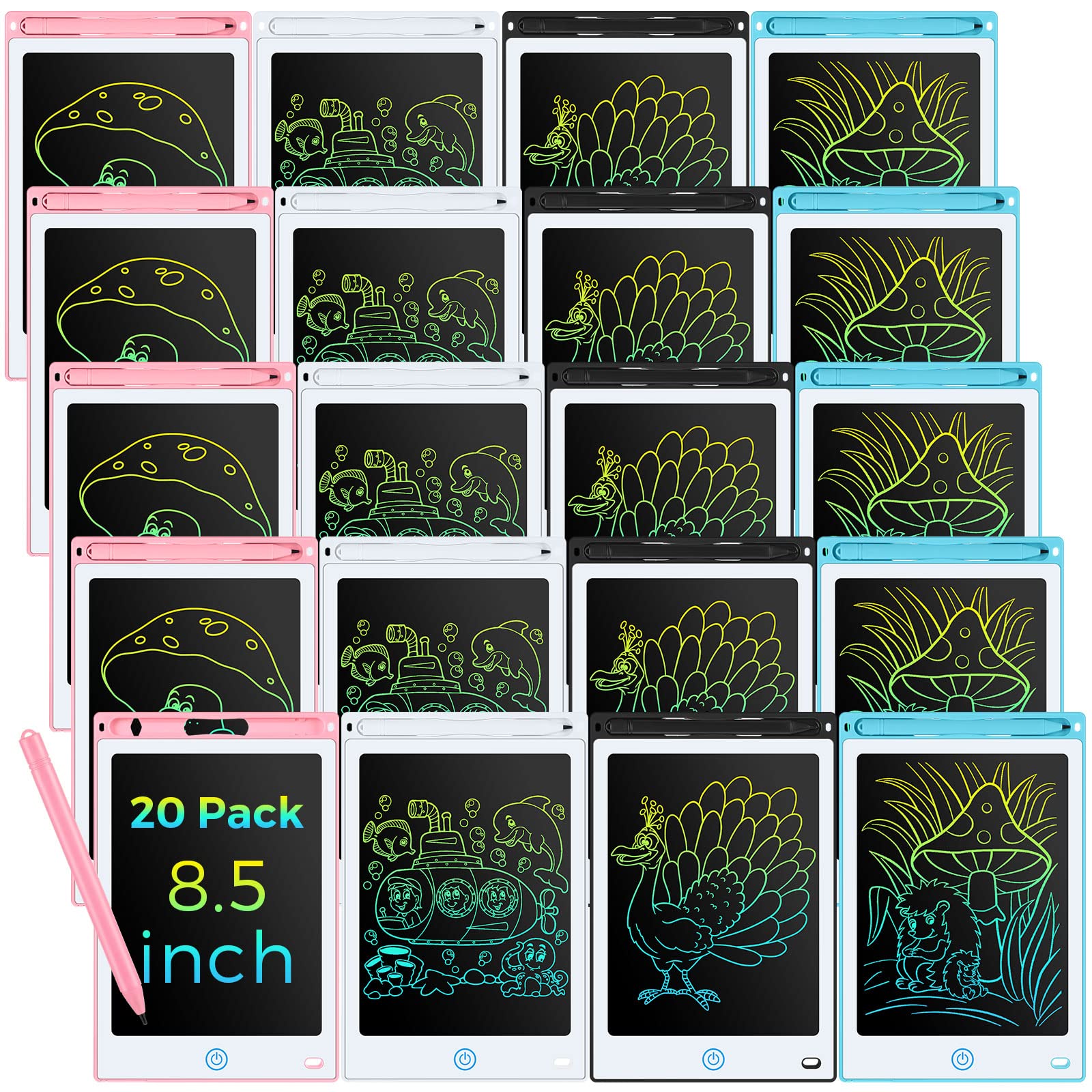 Zhehao 20-pack LCD writing tablets array for varied color drawing sets and group play