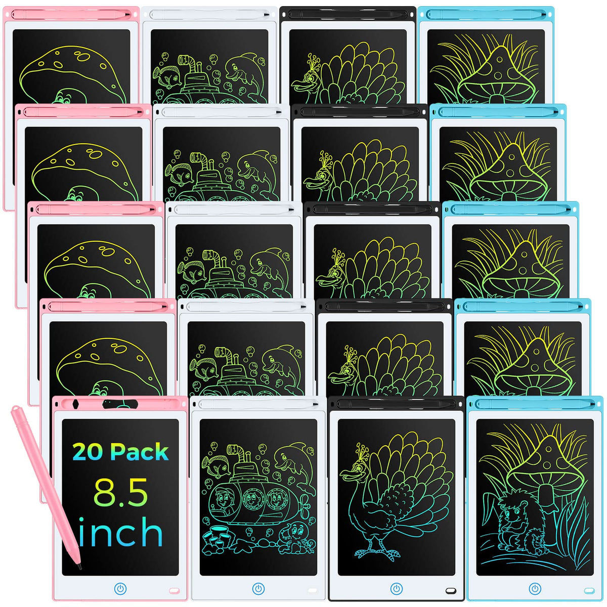 Zhehao 20-pack LCD writing tablets array for varied color drawing sets and group play