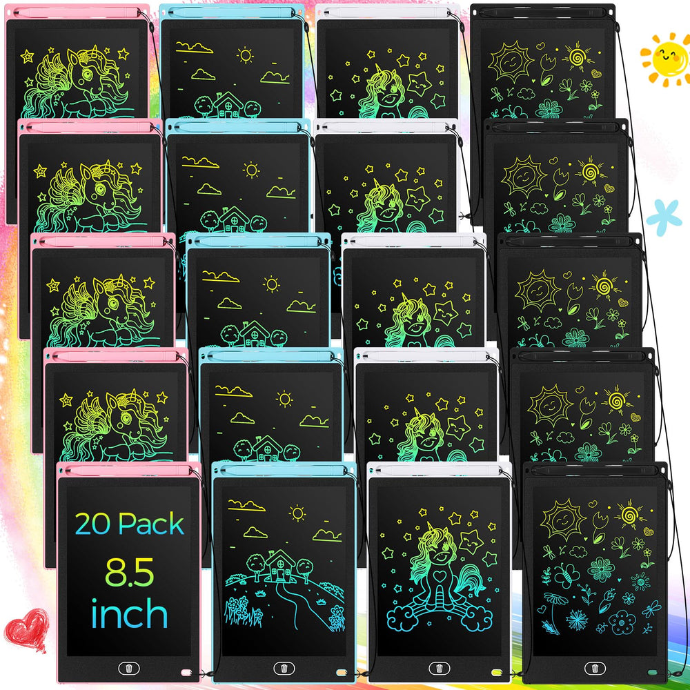 Zhehao 20-pack LCD writing tablets set for kids, colorful doodling and shared use.