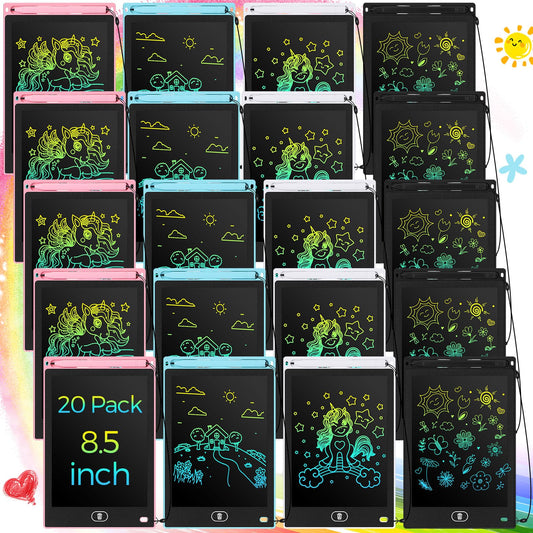 Zhehao 20-pack LCD writing tablets set for kids, colorful doodling and shared use.