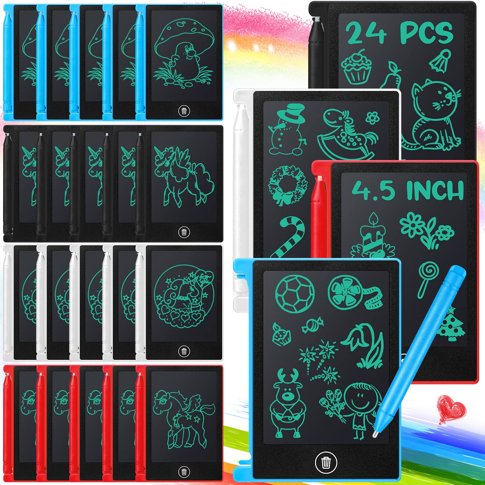Zhehao LCD mini tablet blue front view for mess-free doodling anywhere