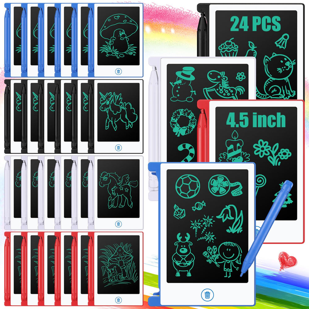 Zhehao 24-pack LCD mini writing tablet white front view for classroom doodles and party favors