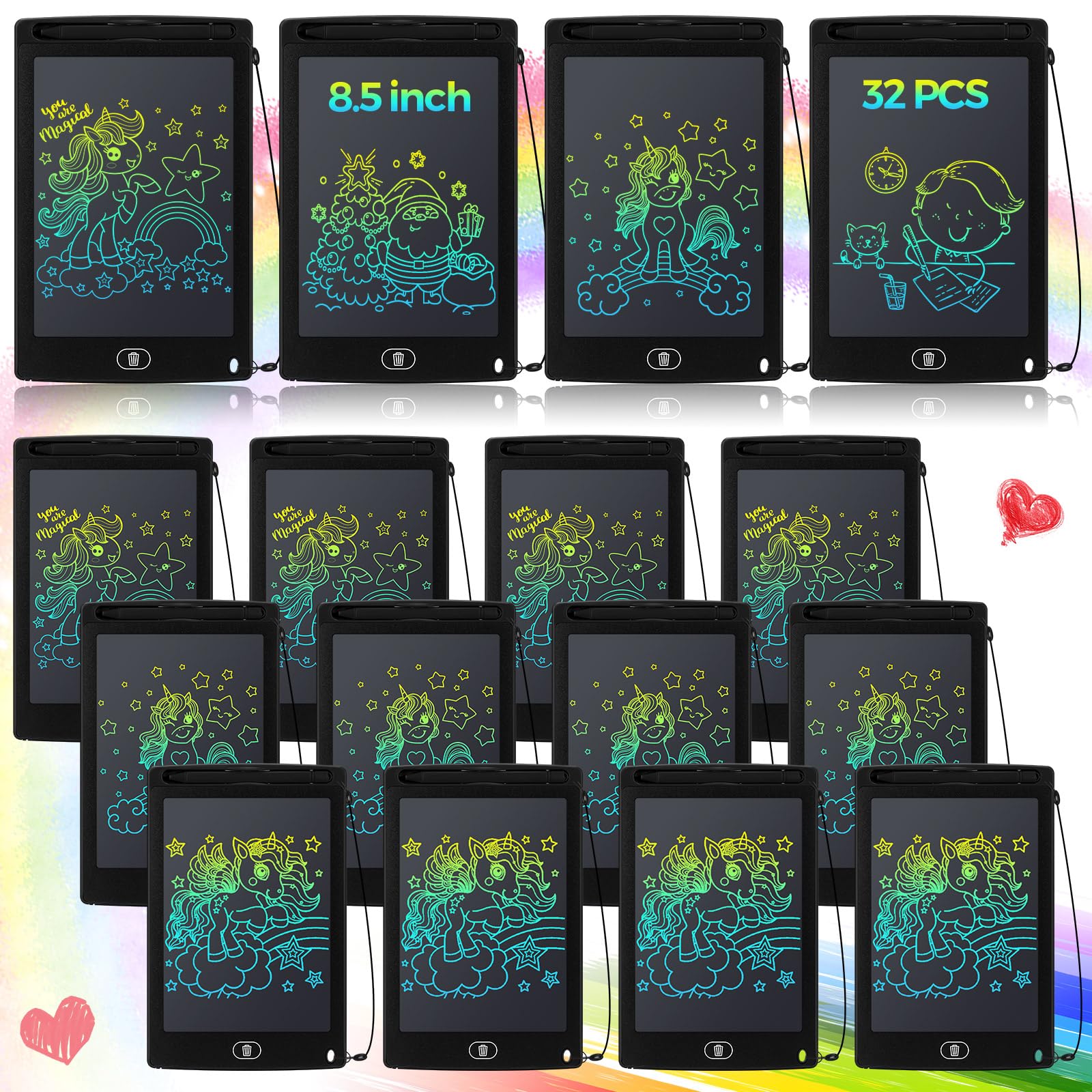 Zhehao 32-pack LCD writing tablets for kids in black, ideal for on-the-go doodling