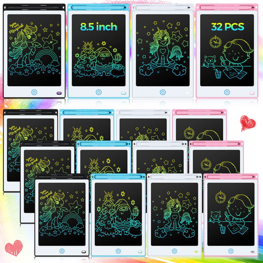 Zhehao 32-pcs LCD writing tablet set shown for classroom use and doodling