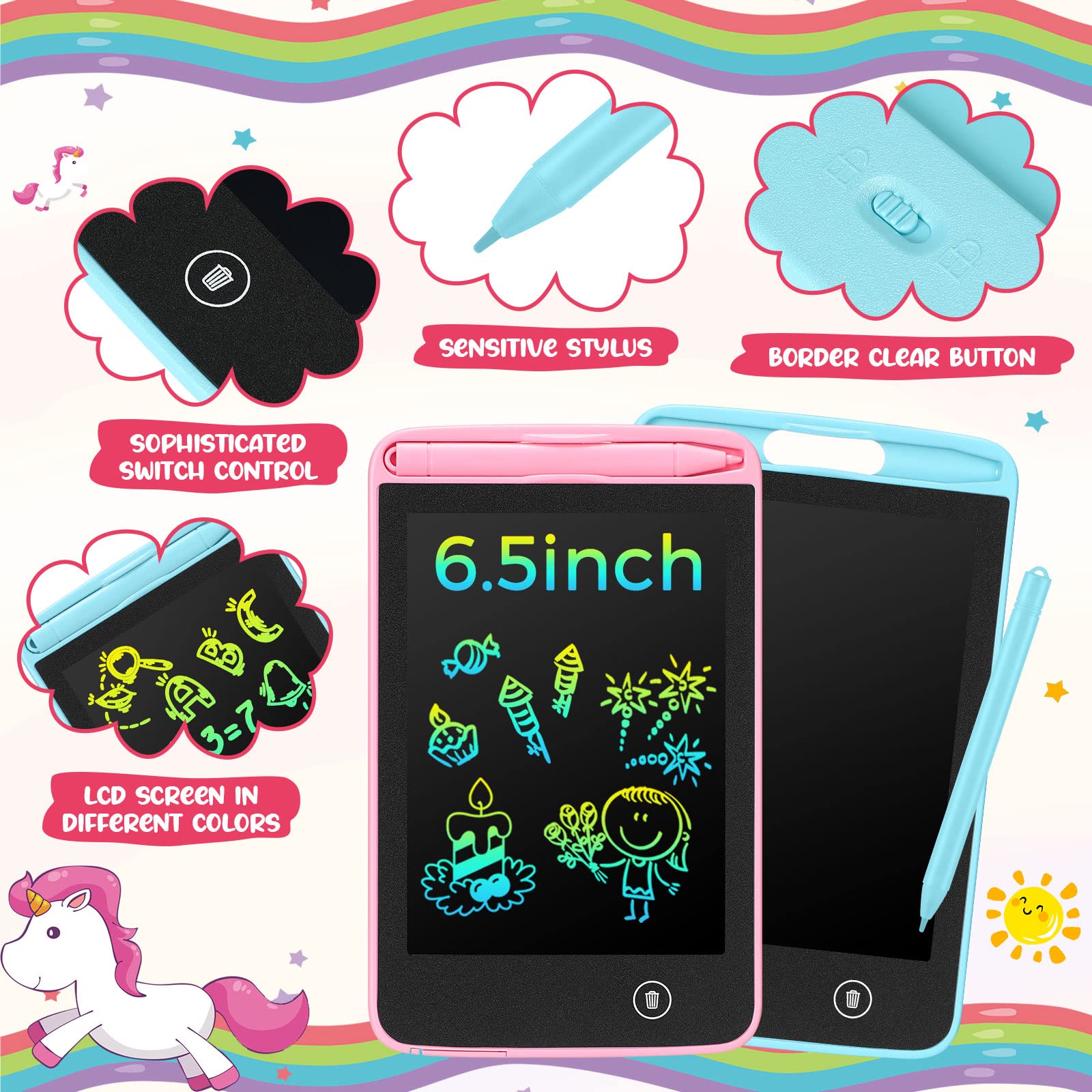 Color options in the Zhehao set: black, blue, and pink for easy sharing.