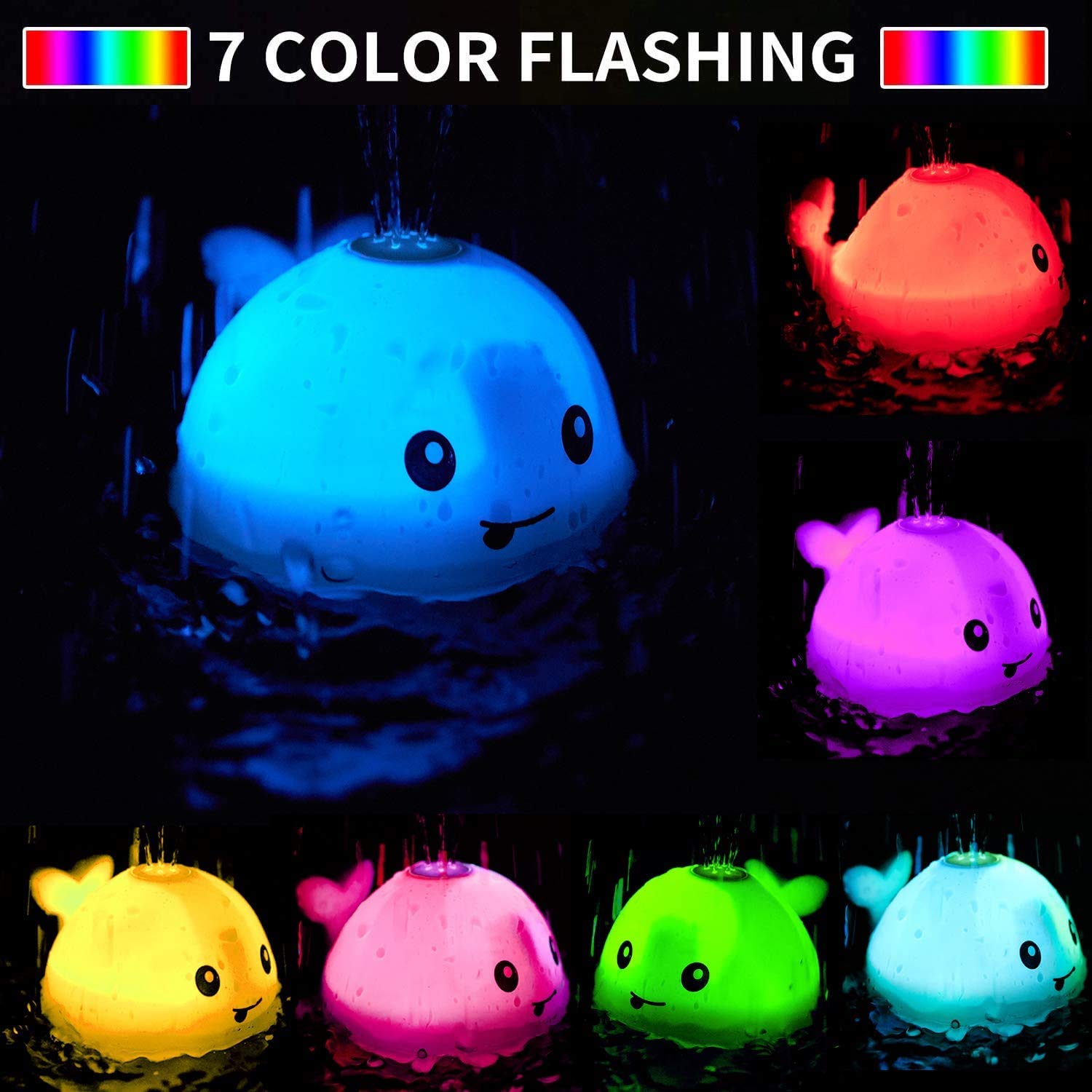 ZHENDUO bath toy with water spray and lights brightens playtime