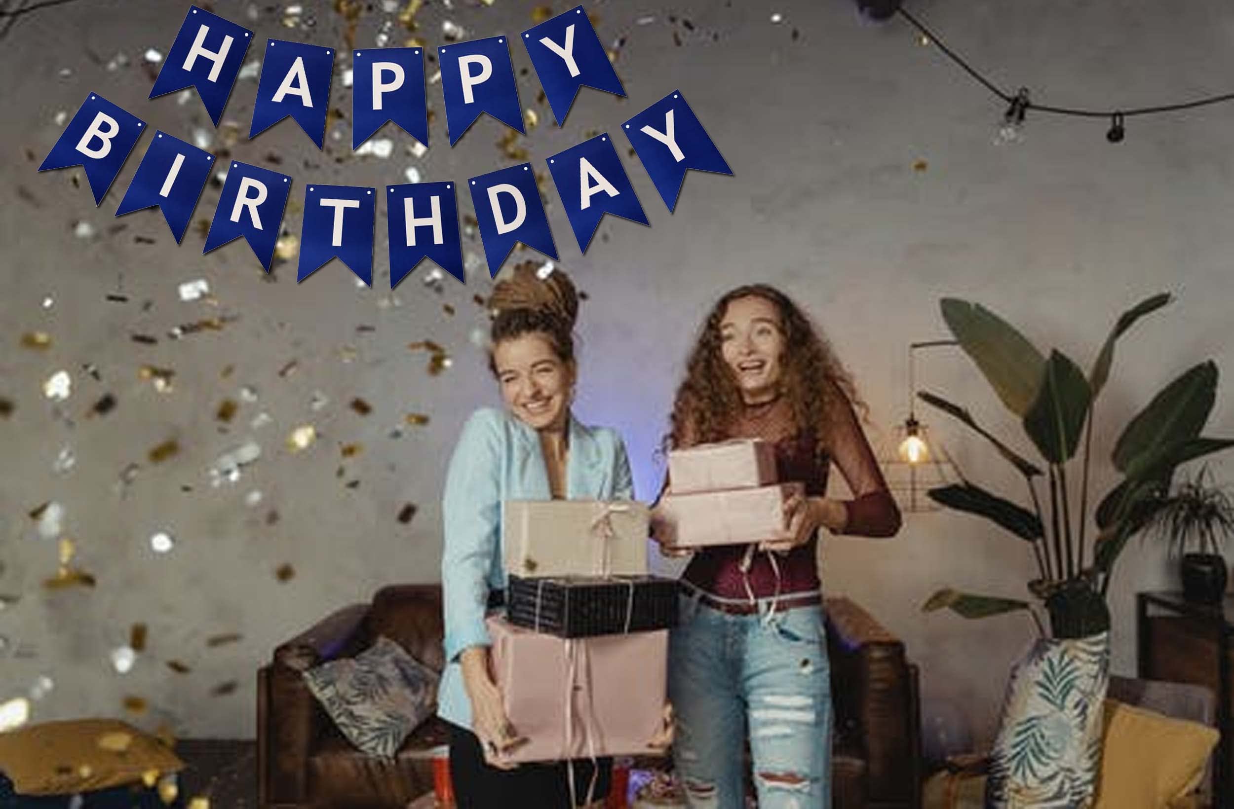 ZHENGYE blue banner photo prop for memorable birthday shoots