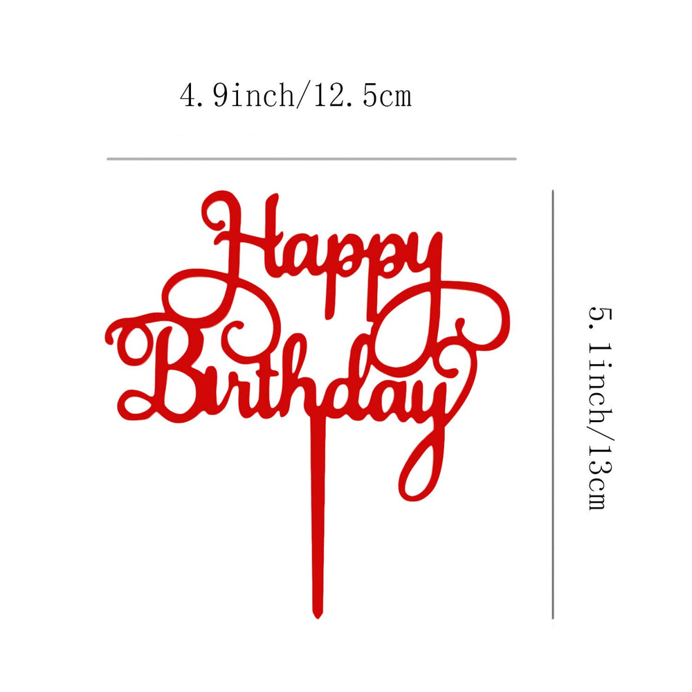 ZHENGYE red birthday topper dimensions: 4.9 inches wide, 5.1 inch plunger.