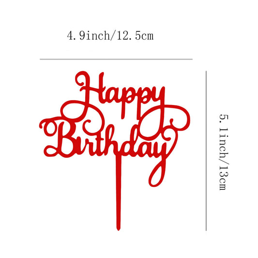 ZHENGYE red birthday topper dimensions: 4.9 inches wide, 5.1 inch plunger.