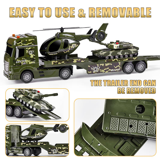 ZHFUYS army tank toy with rotating turret for realistic battle-style action.