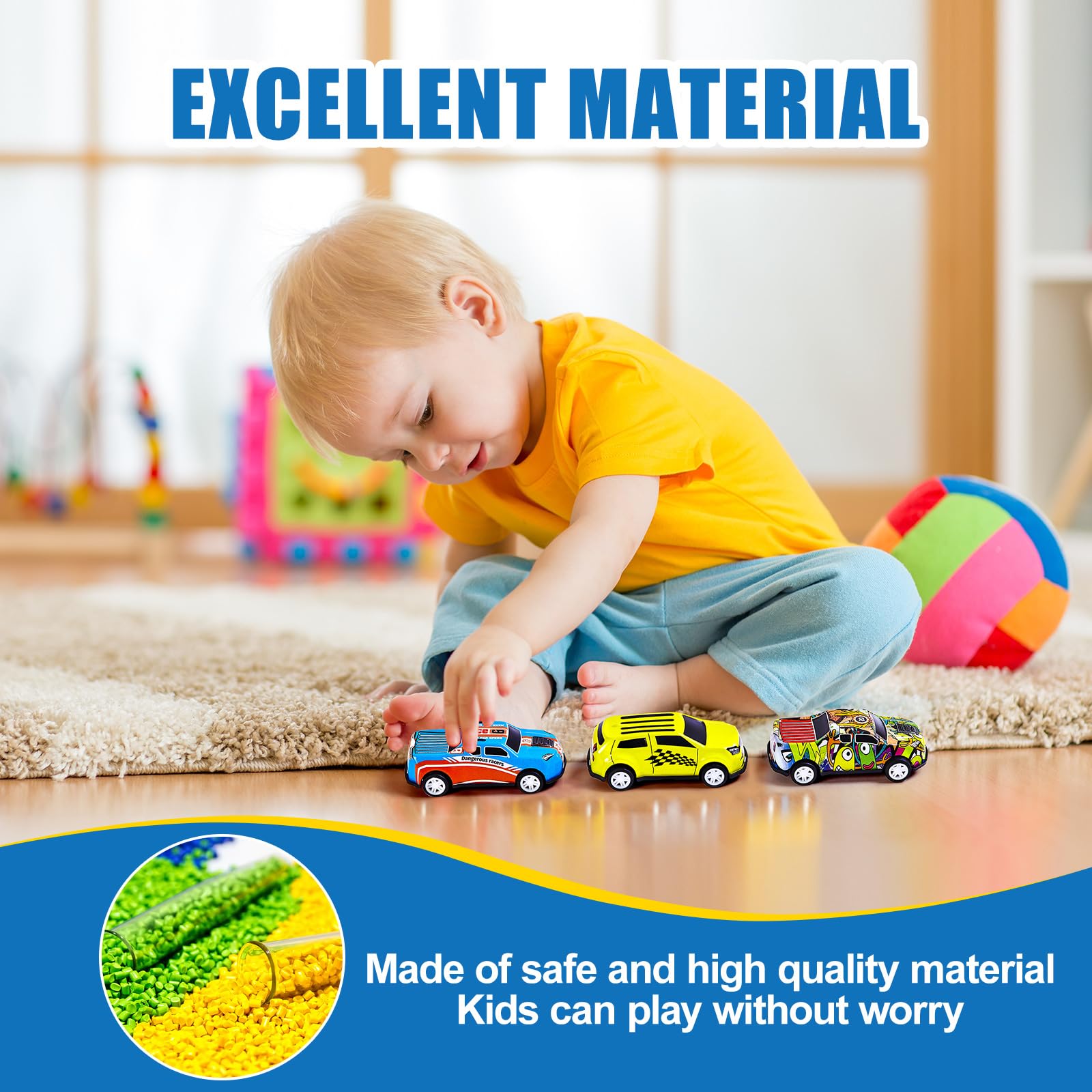 ZHFUYS pull back cars help develop sensory-motor skills during playtime.