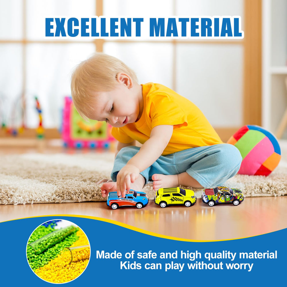 ZHFUYS pull back cars help develop sensory-motor skills during playtime.