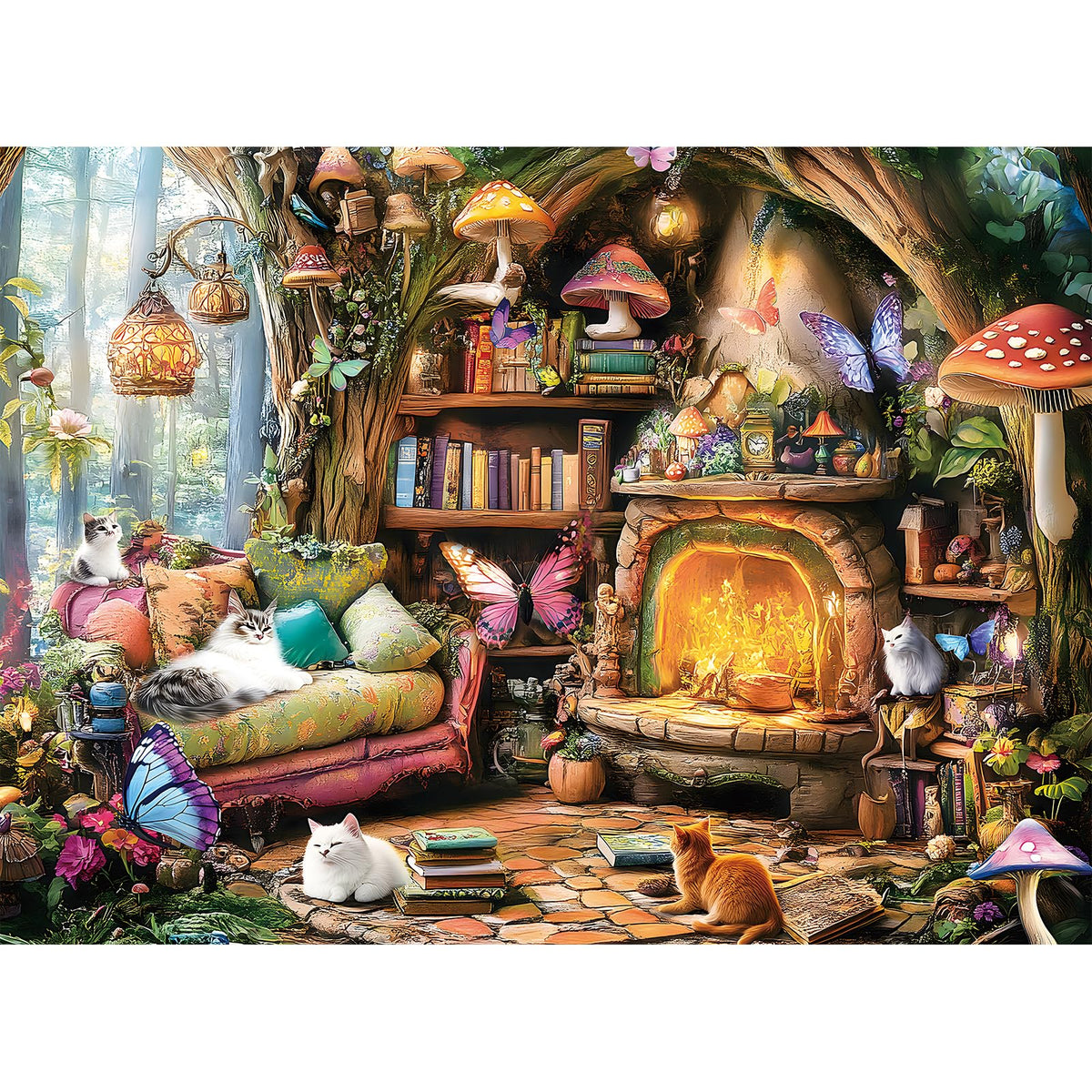 Zhiseoyi 500-piece puzzle forest cats mushrooms for relaxing concentration at home.
