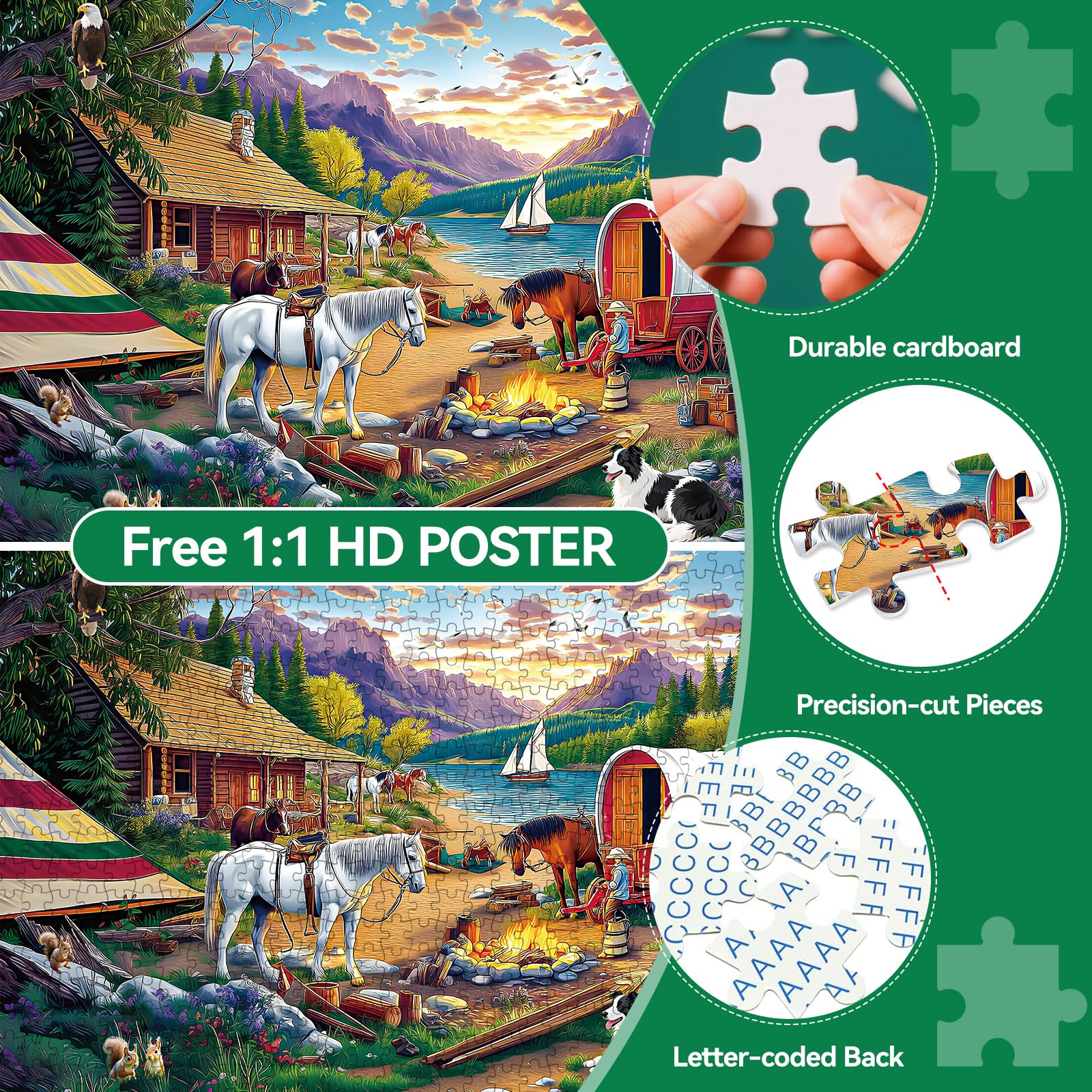 ZHISEOYI 500-piece puzzle playful dog on lakeshore