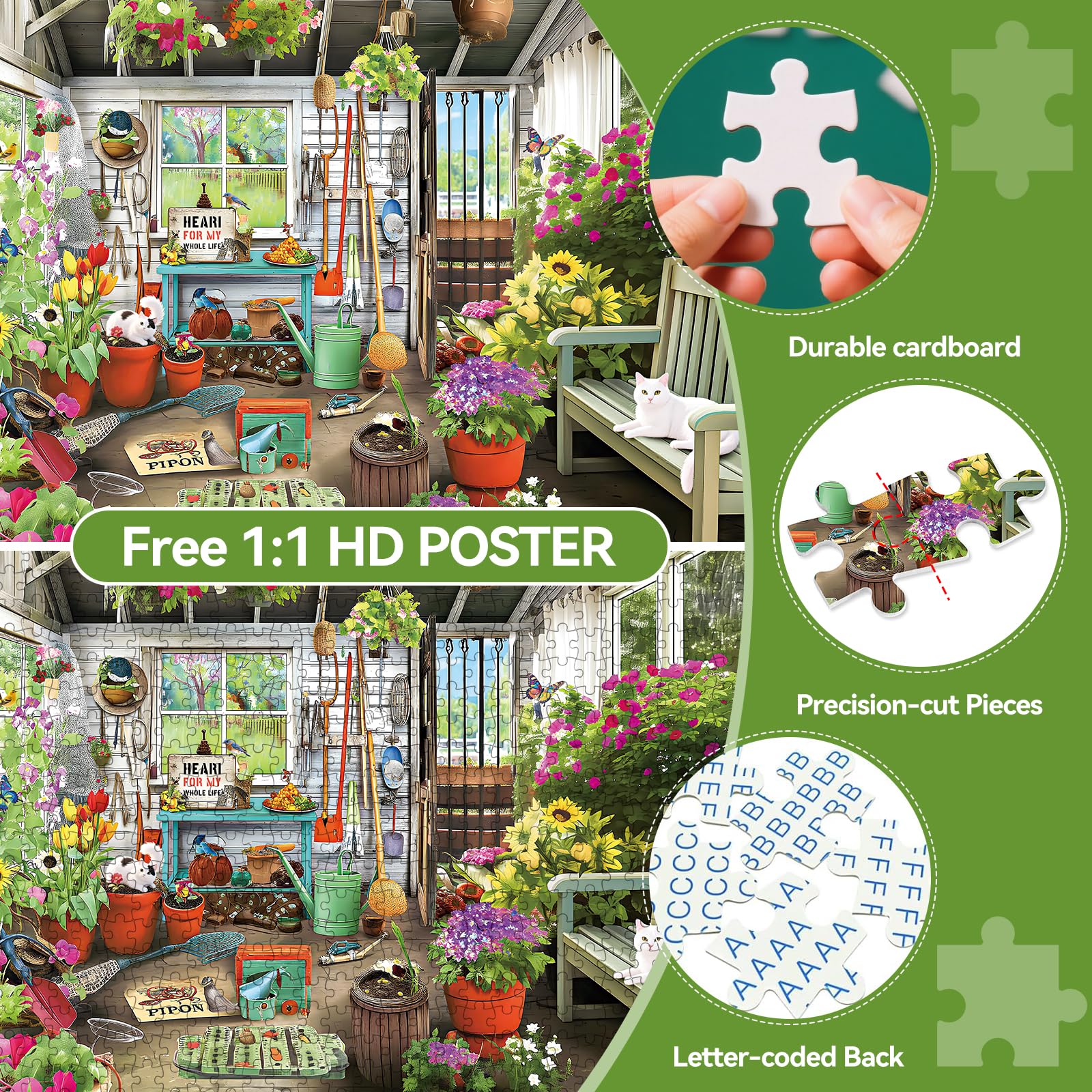 ZHISEOYI cat illustration in the puzzle sparks cozy garden vibes.