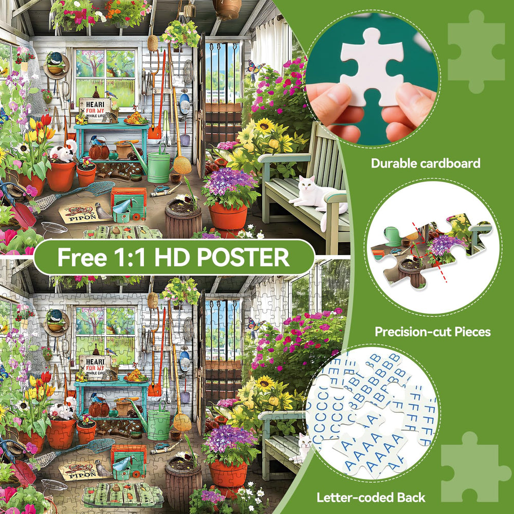 ZHISEOYI cat illustration in the puzzle sparks cozy garden vibes.